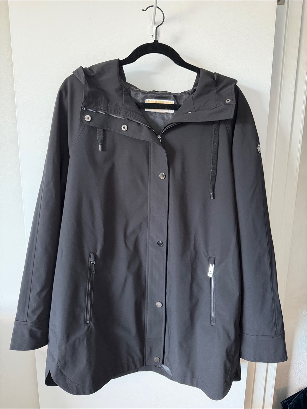 Michael Kors Black Hooded Trench Coat